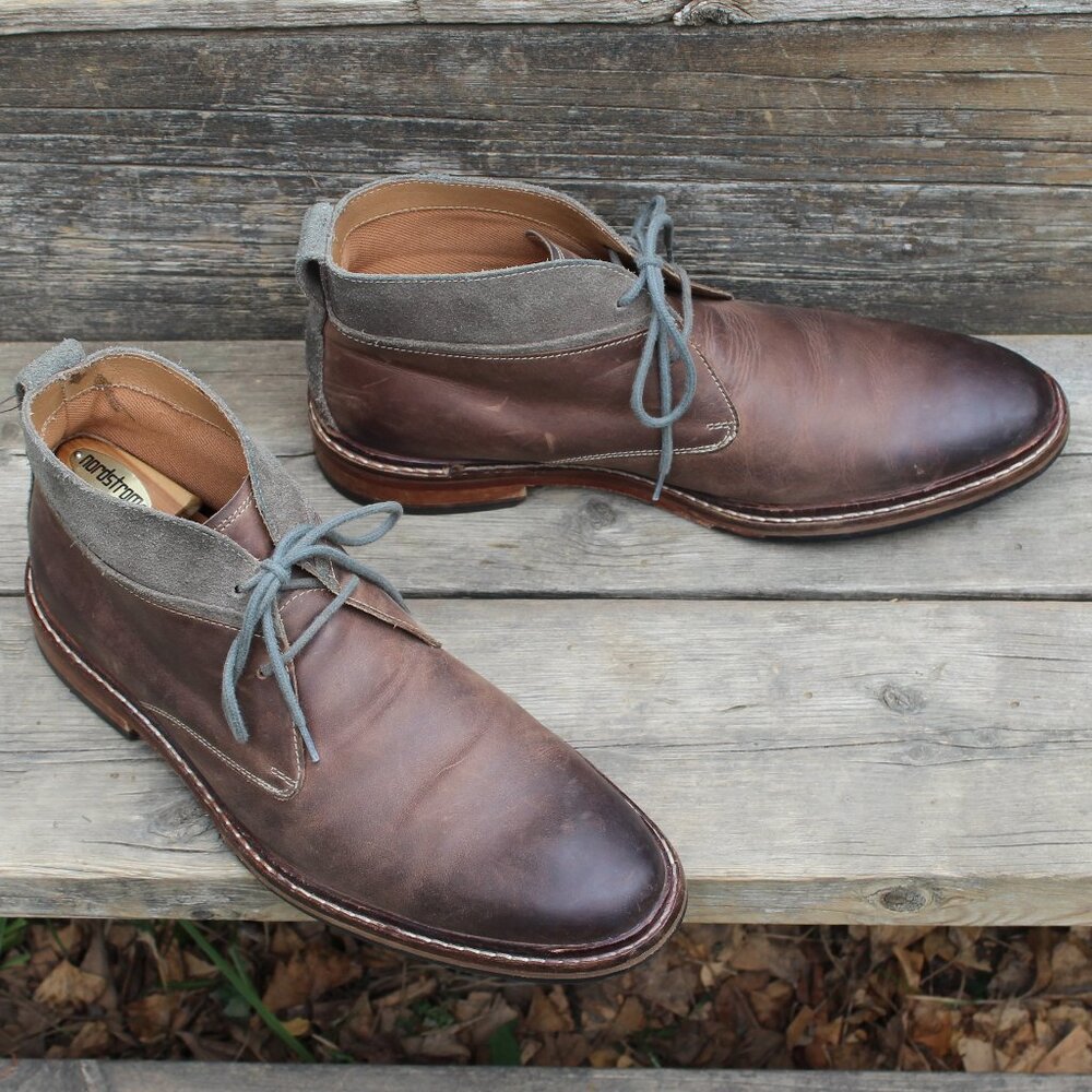 Cole Haan Brown Oiled Leather and Gray Suede Chukka, Men's 10.5 M, EUC